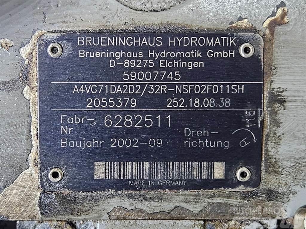 Brueninghaus Hydromatik A4VG71DA2D2/32R-Drive pump/Fahrpumpe Hidraulikos įrenginiai