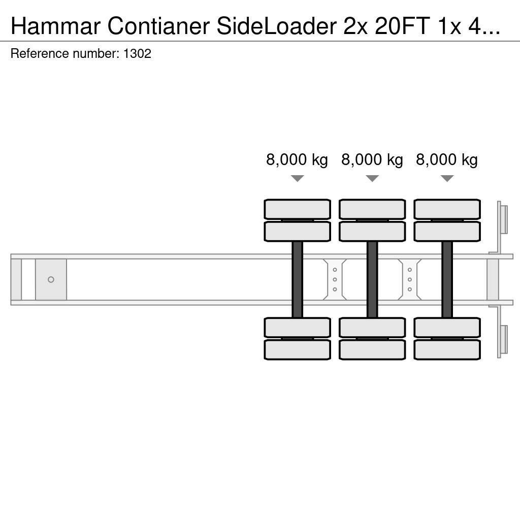 Hammar Contianer SideLoader 2x 20FT 1x 40FT Konteinerių puspriekabės
