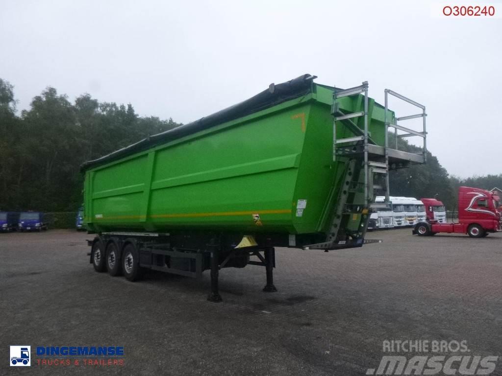 Schmitz Cargobull Tipper trailer steel 58 m3 + tarpaulin Bortinių sunkvežimių priekabos su nuleidžiamais bortais