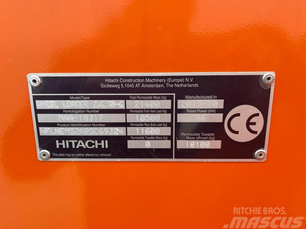 Hitachi ZW 250-6 Naudoti ratiniai krautuvai