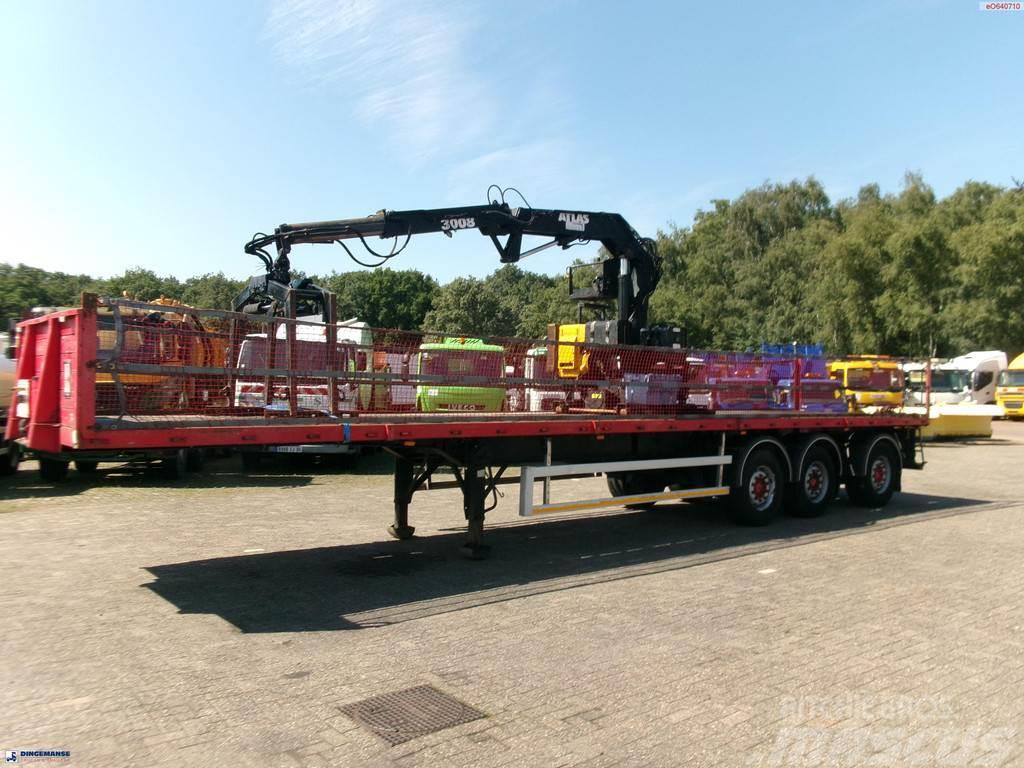 Fruehauf 3-axle platform trailer + Atlas 3008 crane Platformos/ Pakrovimas iš šono