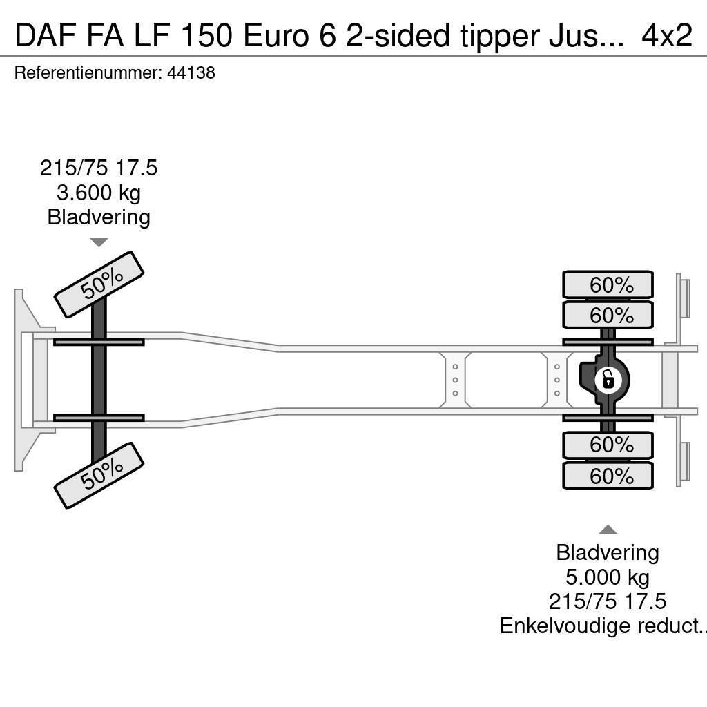 DAF FA LF 150 Euro 6 2-sided tipper Just 94.317 km! Priekabos su tentu