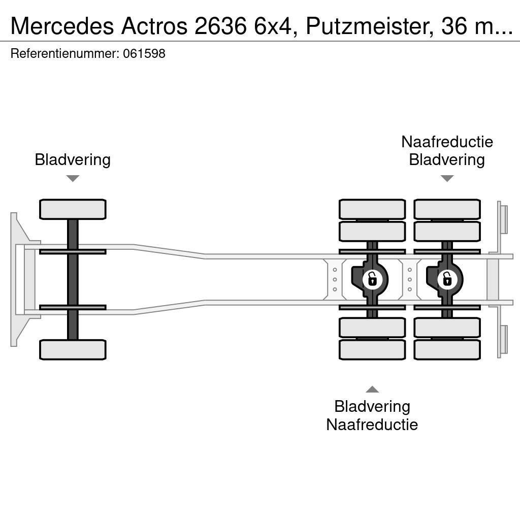Mercedes-Benz Actros 2636 6x4, Putzmeister, 36 mtr, Remote, 3 pe Betono siurbliai