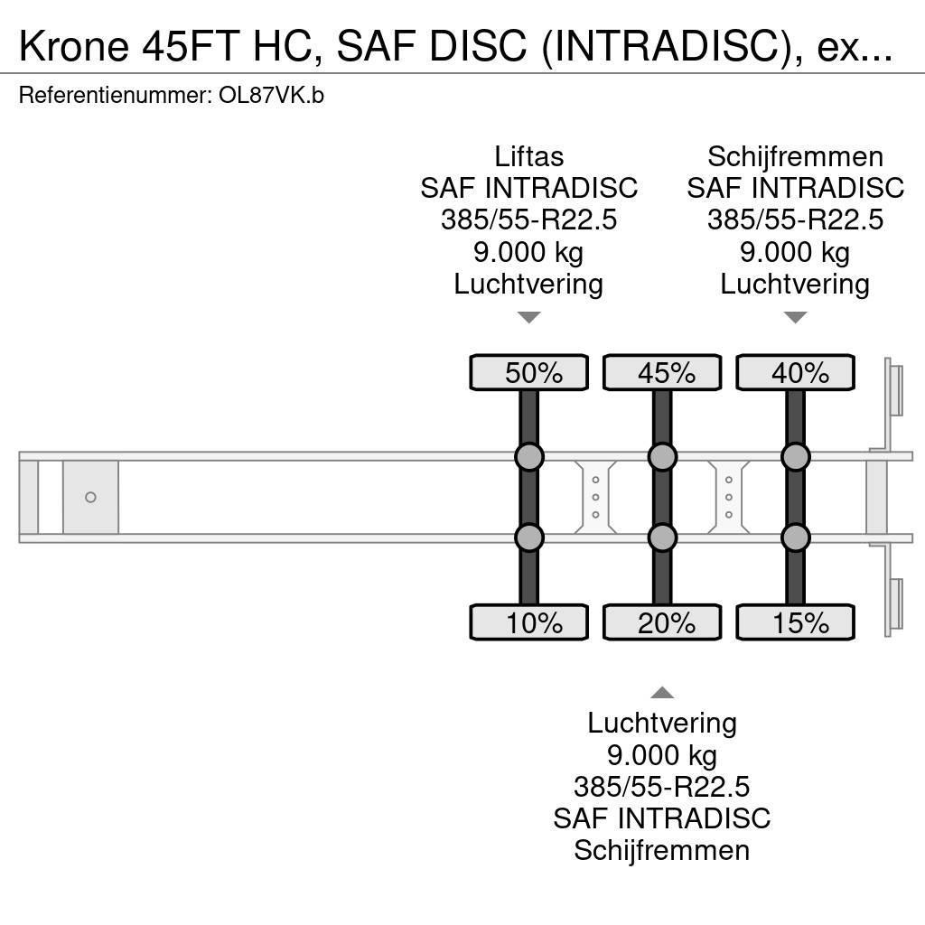 Krone 45FT HC, SAF DISC (INTRADISC), extendable front+ r Konteinerių puspriekabės