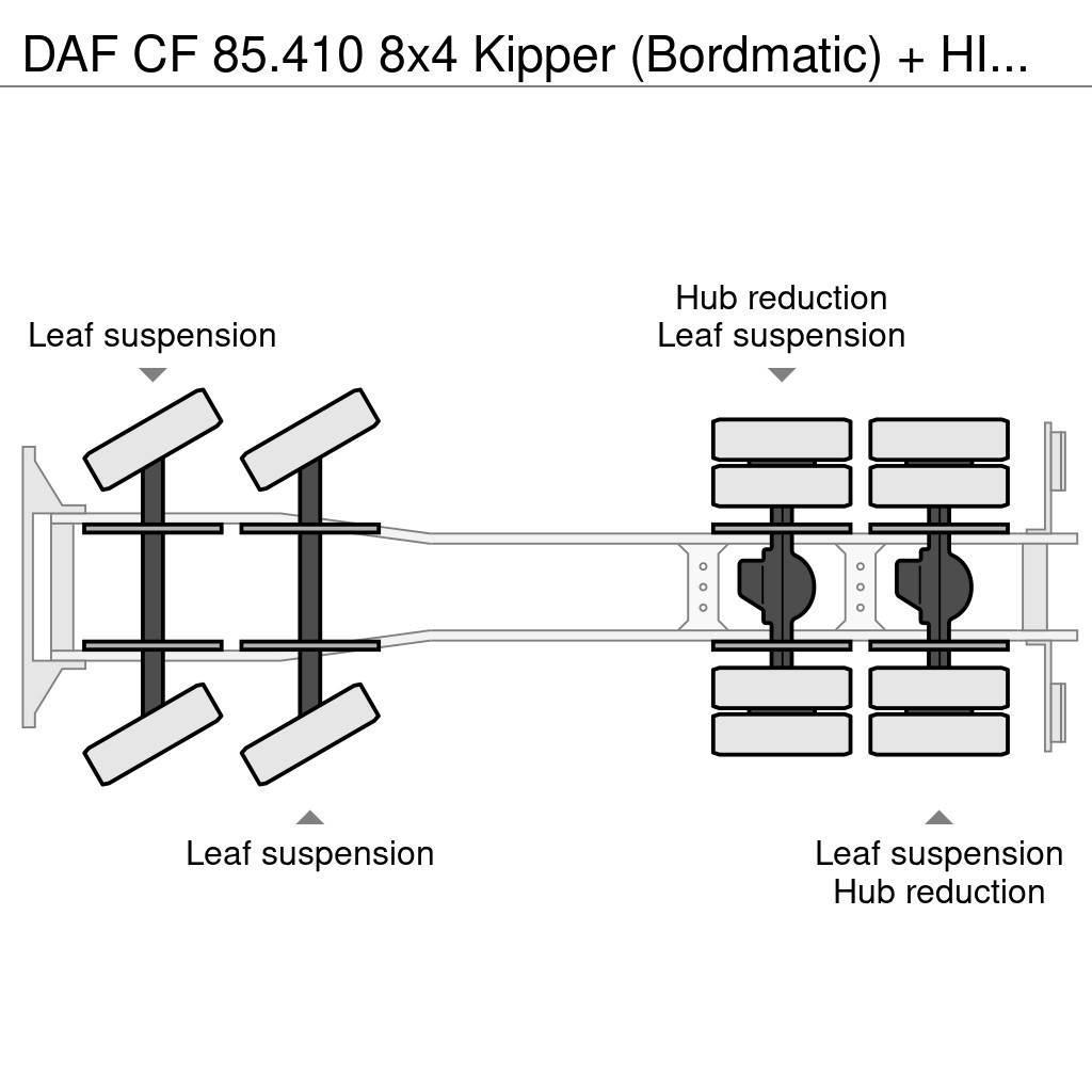 DAF CF 85.410 8x4 Kipper (Bordmatic) + HIAB 211 EP- 3 Savivarčių priekabų vilkikai