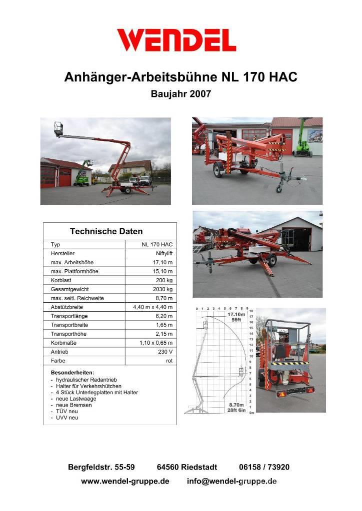 Niftylift NL 170 HAC Ant priekabų montuojamos kėlimo platformos