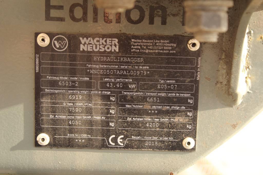 Wacker Neuson 6503 / Engcon, 5 työlaitetta, Rasvari, Lämmitin Ratiniai ekskavatoriai