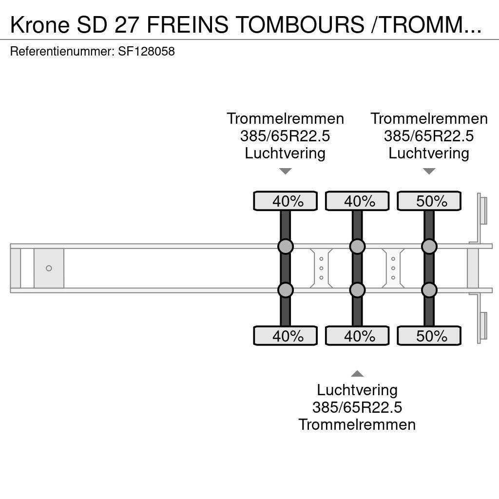 Krone SD 27 FREINS TOMBOURS /TROMMELREMMEN Bortinių sunkvežimių priekabos su nuleidžiamais bortais