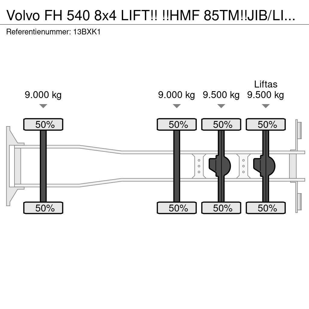 Volvo FH 540 8x4 LIFT!! !!HMF 85TM!!JIB/LIER/WINCH!!2018 Visureigiai kranai
