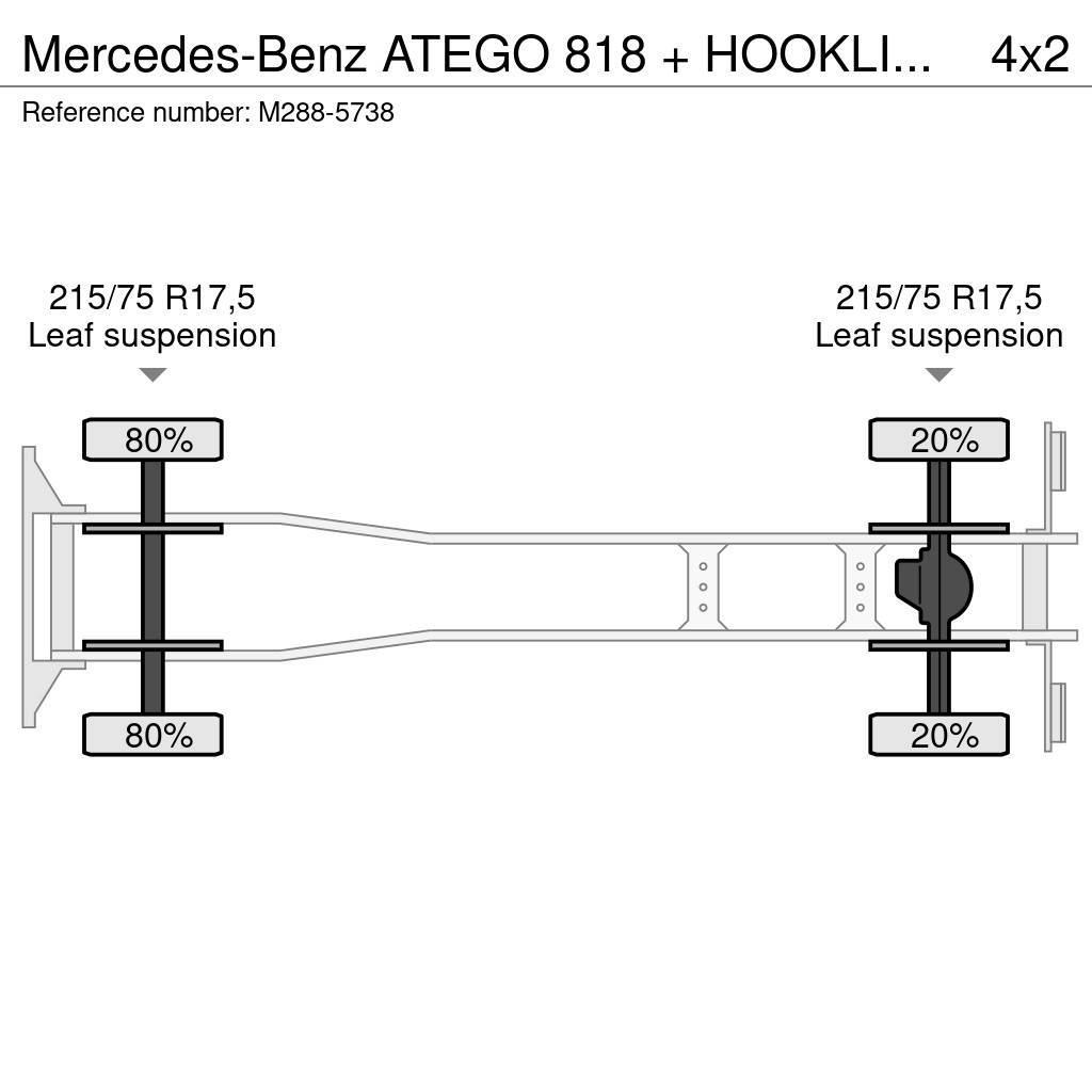 Mercedes-Benz ATEGO 818 + HOOKLIFT + BOX + ANALOG TACHO Sunkvežimiai su keliamuoju kabliu
