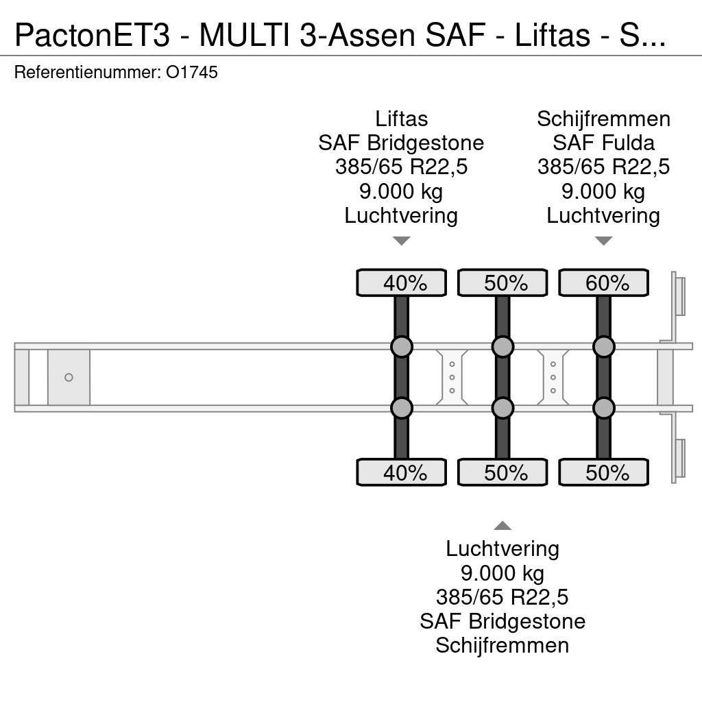 Pacton ET3 - MULTI 3-Assen SAF - Liftas - Schijfremmen - Konteinerių puspriekabės