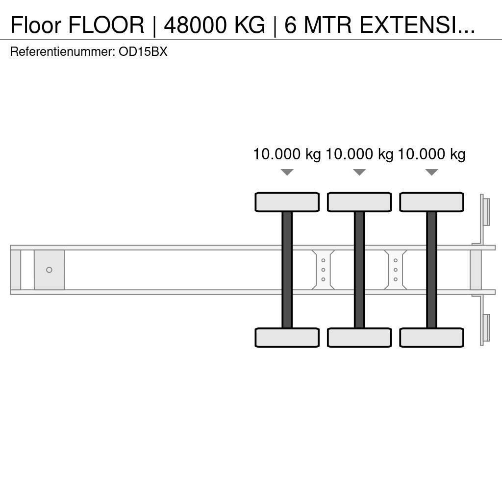 Floor | 48000 KG | 6 MTR EXTENSION | STEERING AXLE Bortinių sunkvežimių priekabos su nuleidžiamais bortais