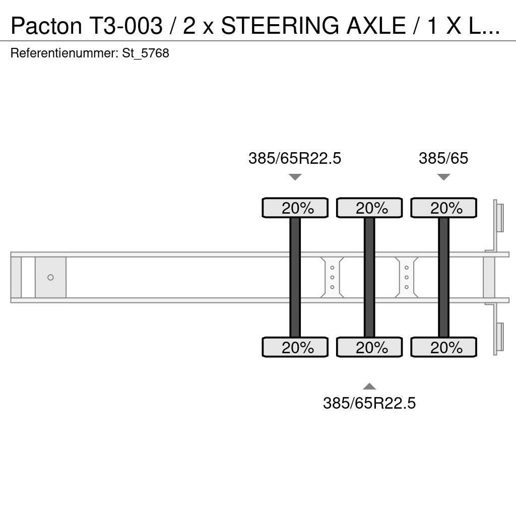 Pacton T3-003 / 2 x STEERING AXLE / 1 X LIFT AXLE Bortinių sunkvežimių priekabos su nuleidžiamais bortais
