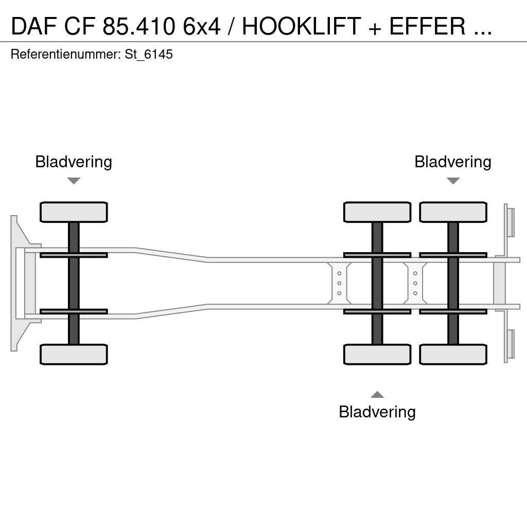 DAF CF 85.410 6x4 / HOOKLIFT + EFFER CRANE Automobiliniai kranai