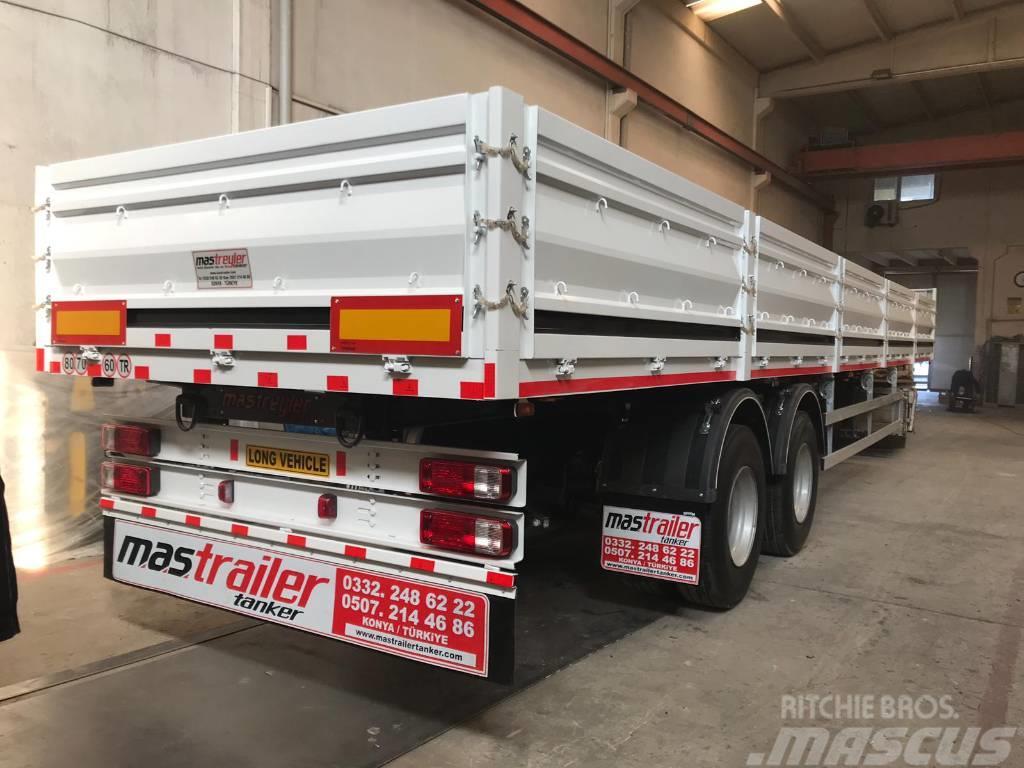 MAS TRAILER TANKER NEW MODEL 3 AXLE CONTAINER CARRIER Bortinių sunkvežimių priekabos su nuleidžiamais bortais