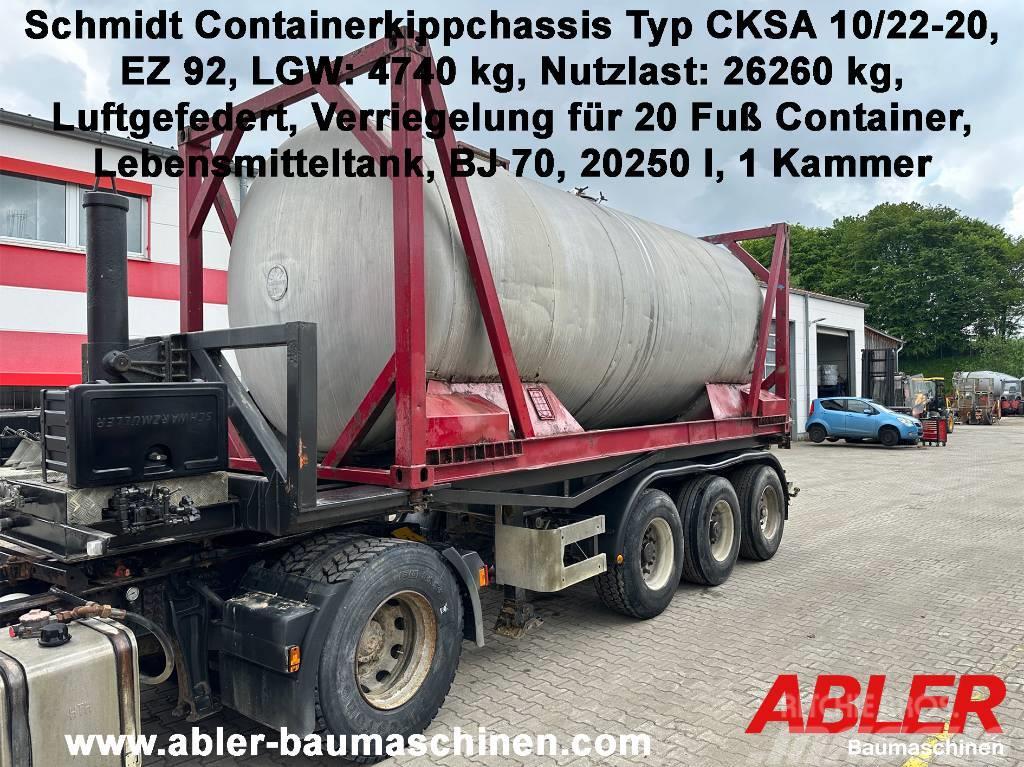 Schmidt CKSA 10/22-20 Containerkippchassis mit Tank Konteinerių puspriekabės