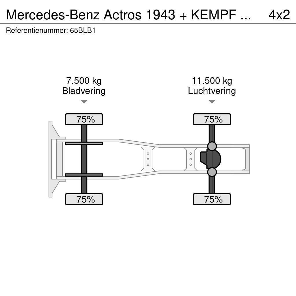 Mercedes-Benz Actros 1943 + KEMPF SKM 35/3 Zeer mooie NL combina Naudoti vilkikai