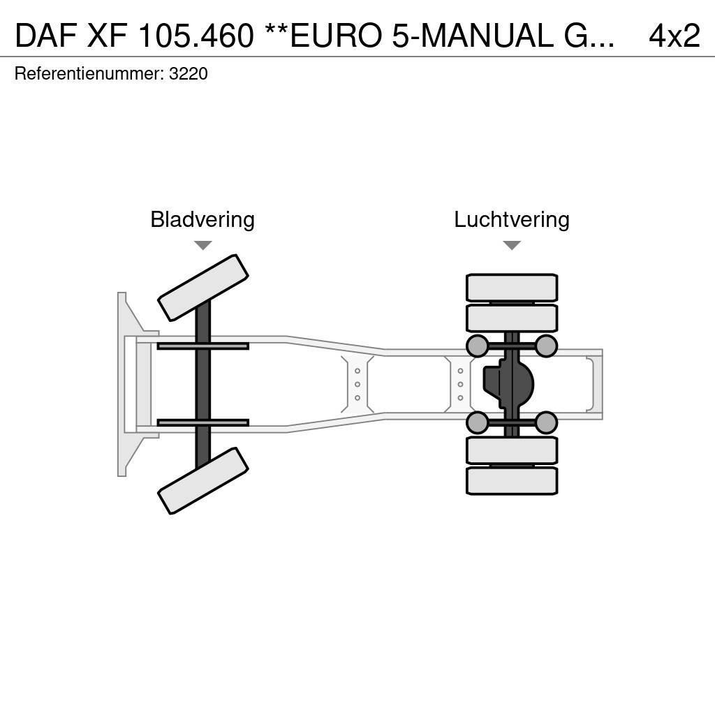 DAF XF 105.460 **EURO 5-MANUAL GEARBOX-ITALIAN TRUCK** Naudoti vilkikai