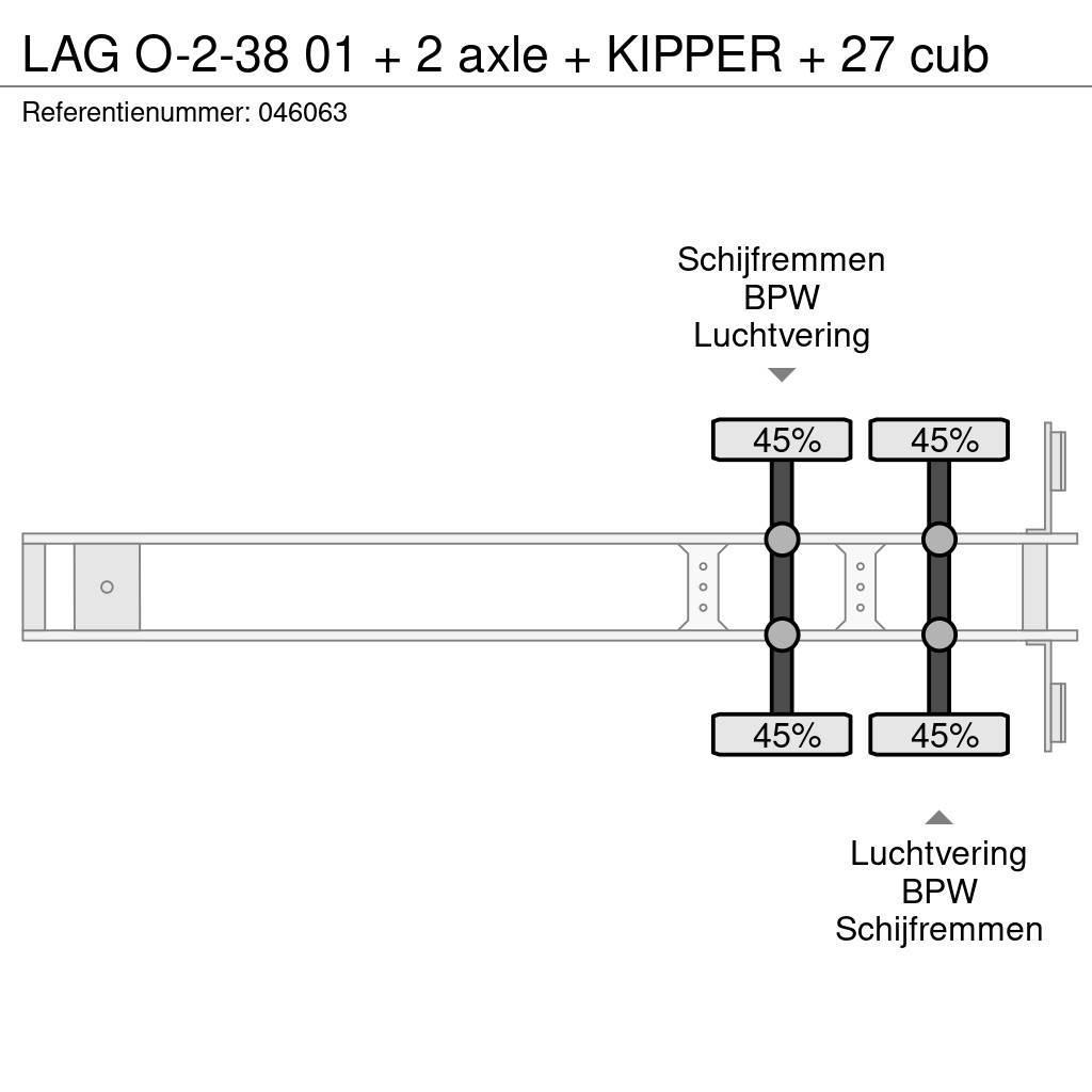 LAG O-2-38 01 + 2 axle + KIPPER + 27 cub Savivartės puspriekabės