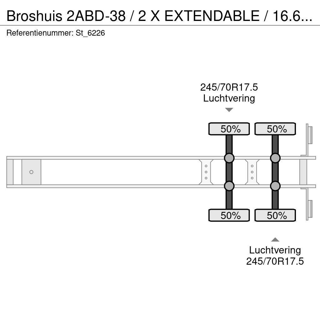 Broshuis 2ABD-38 / 2 X EXTENDABLE / 16.62 mtr BED / Žemo iškrovimo puspriekabės