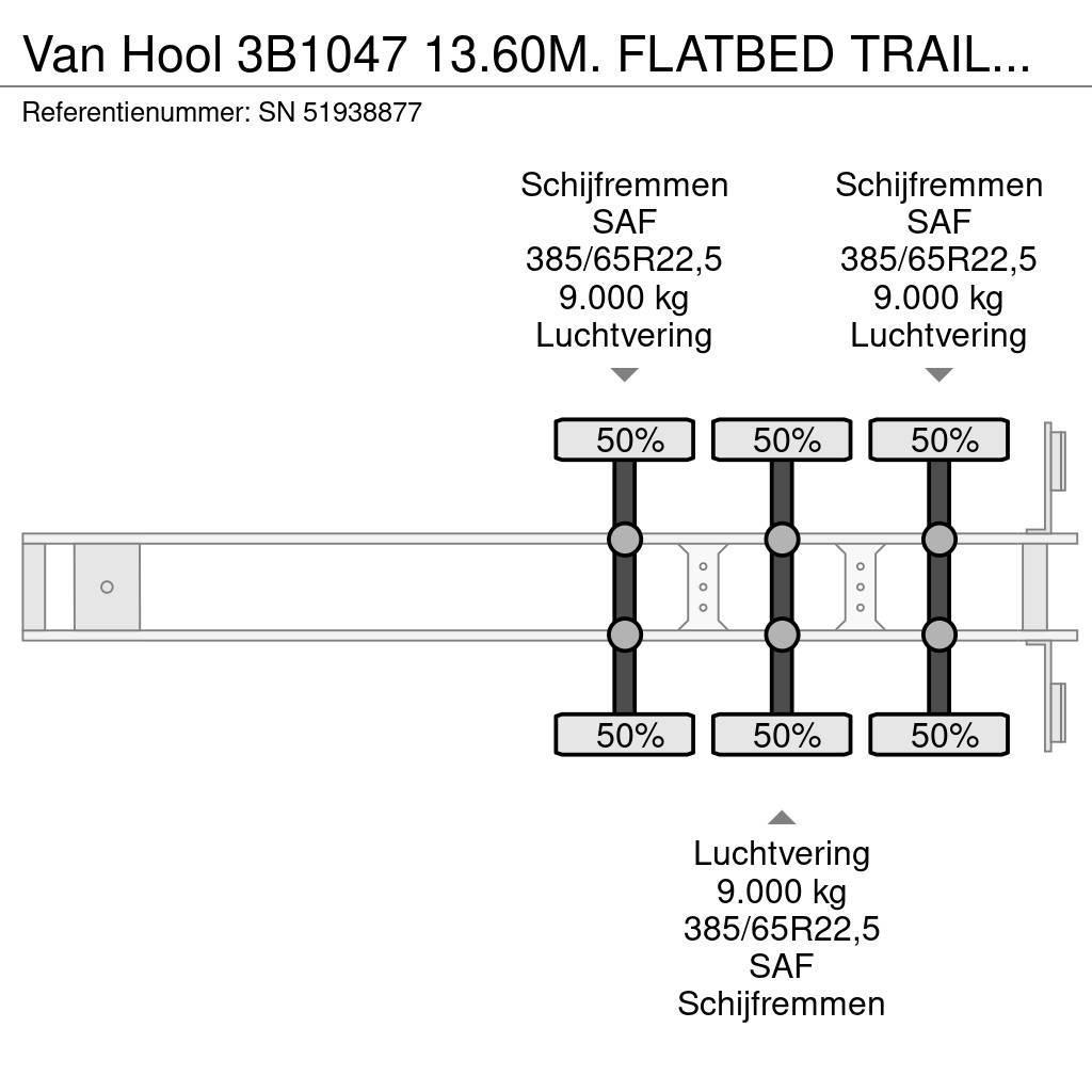 Van Hool 3B1047 13.60M. FLATBED TRAILER WITH 40FT TWISTLOCK Bortinių sunkvežimių priekabos su nuleidžiamais bortais