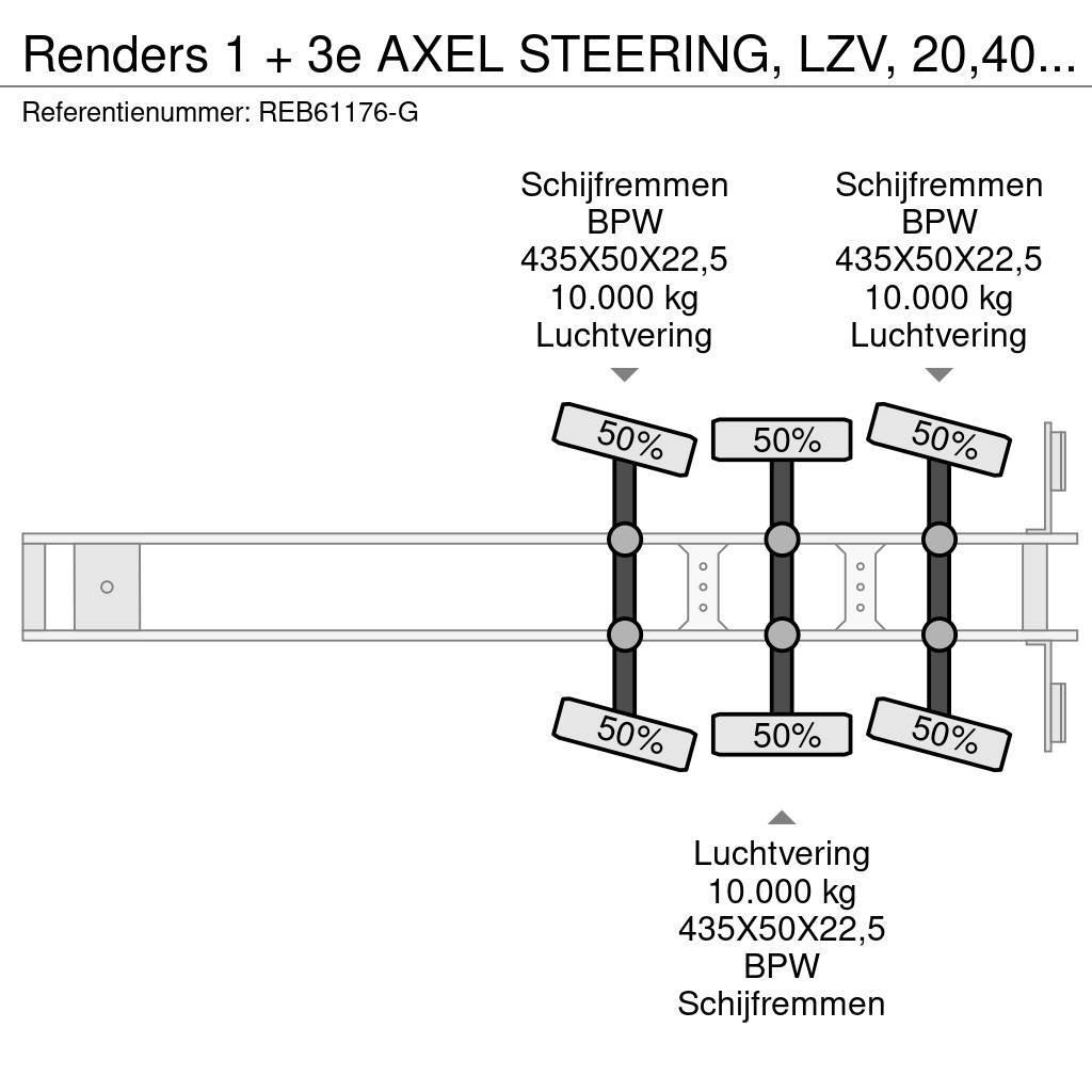 Renders 1 + 3e AXEL STEERING, LZV, 20,40,45 FT Konteinerių puspriekabės
