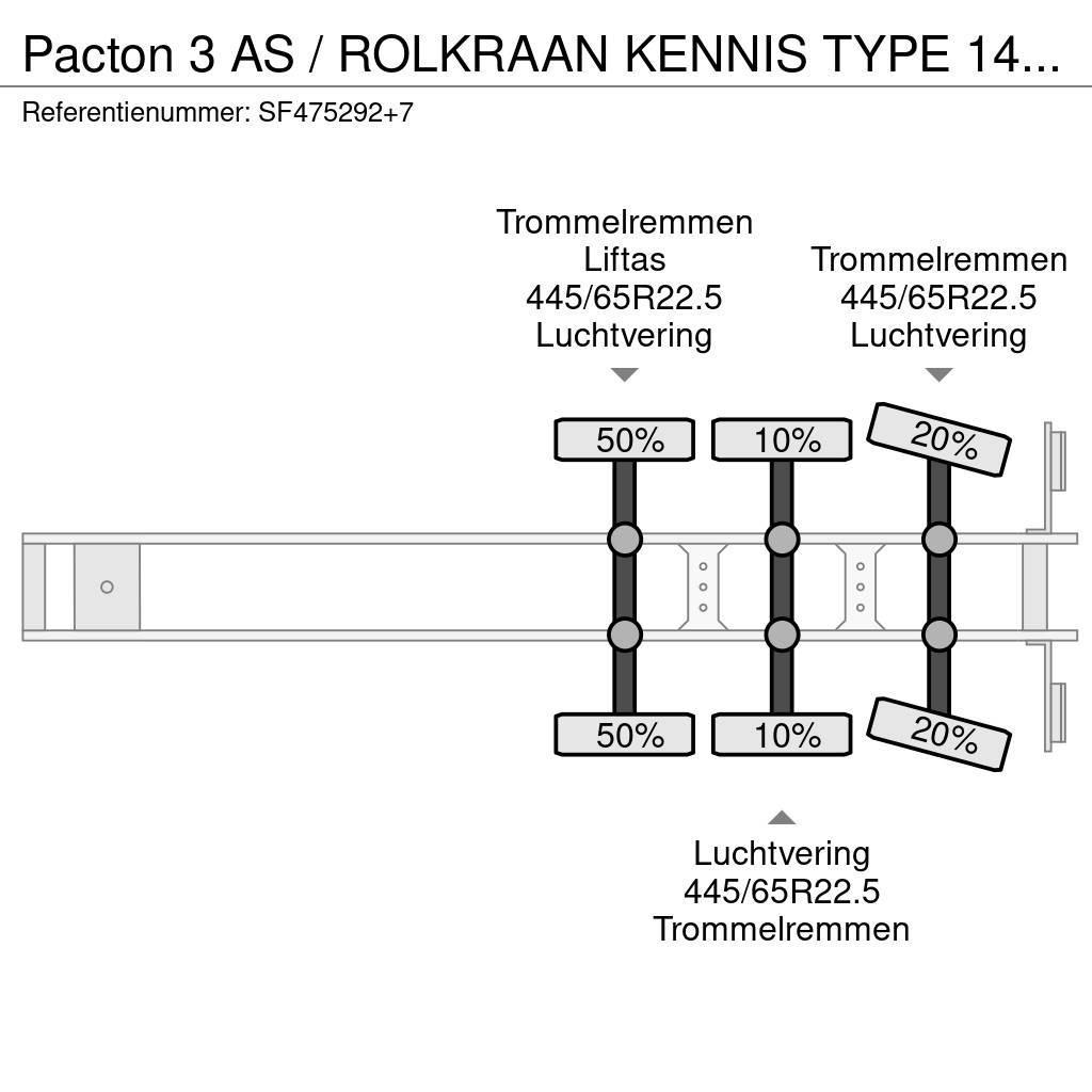 Pacton 3 AS / ROLKRAAN KENNIS TYPE 14.000 / FREINS TAMBOU Bortinių sunkvežimių priekabos su nuleidžiamais bortais