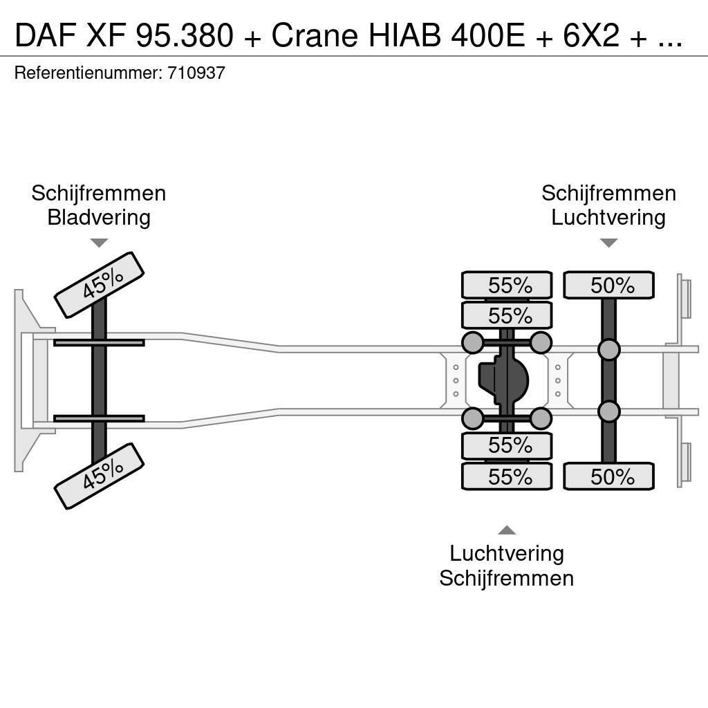 DAF XF 95.380 + Crane HIAB 400E + 6X2 + AIRCO Visureigiai kranai