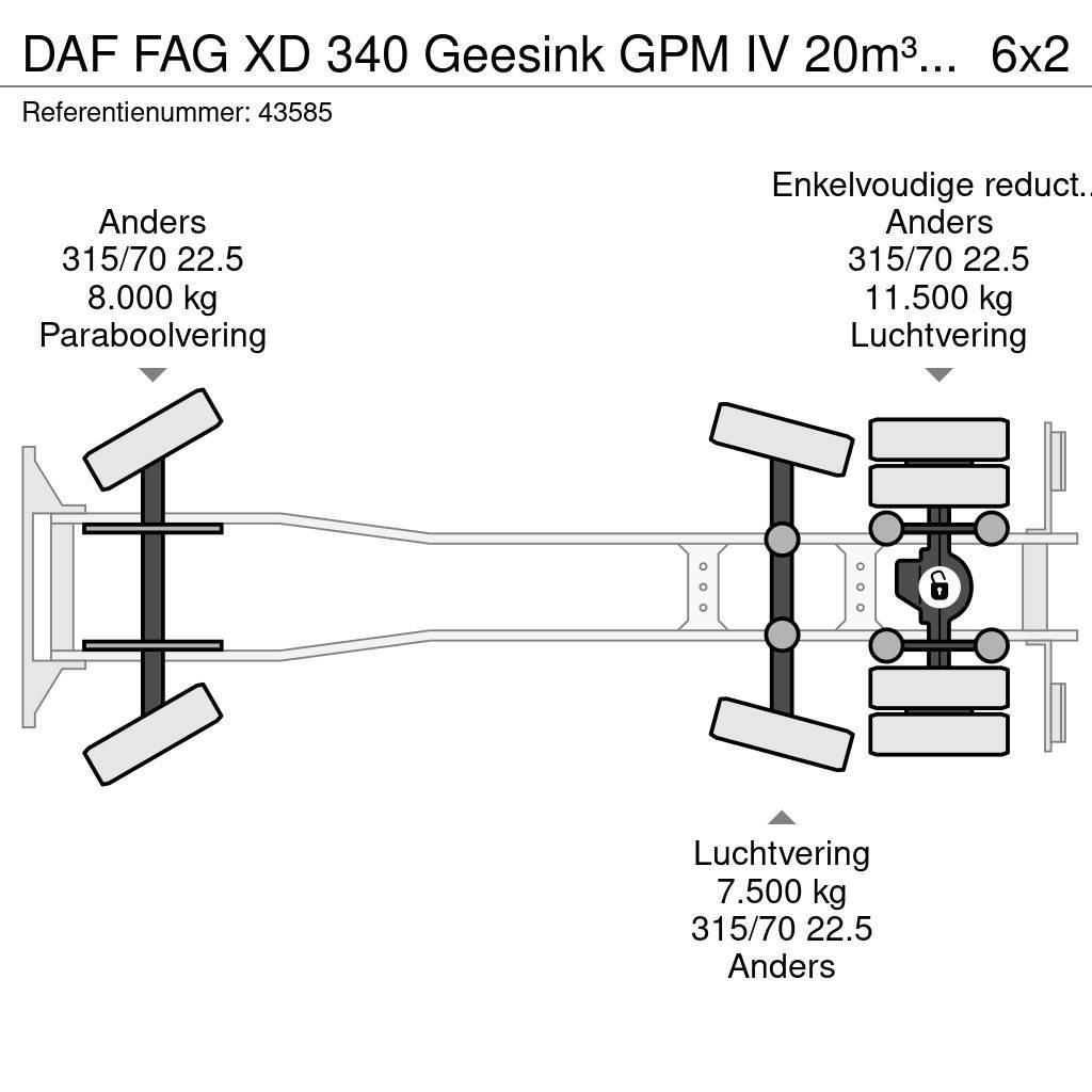 DAF FAG XD 340 Geesink GPM IV 20m³ GEC Welvaarts weigh Šiukšliavežės