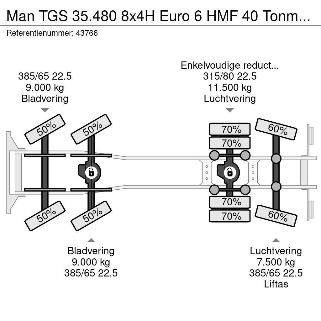 MAN TGS 35.480 8x4H Euro 6 HMF 40 Tonmeter laadkraan + Visureigiai kranai