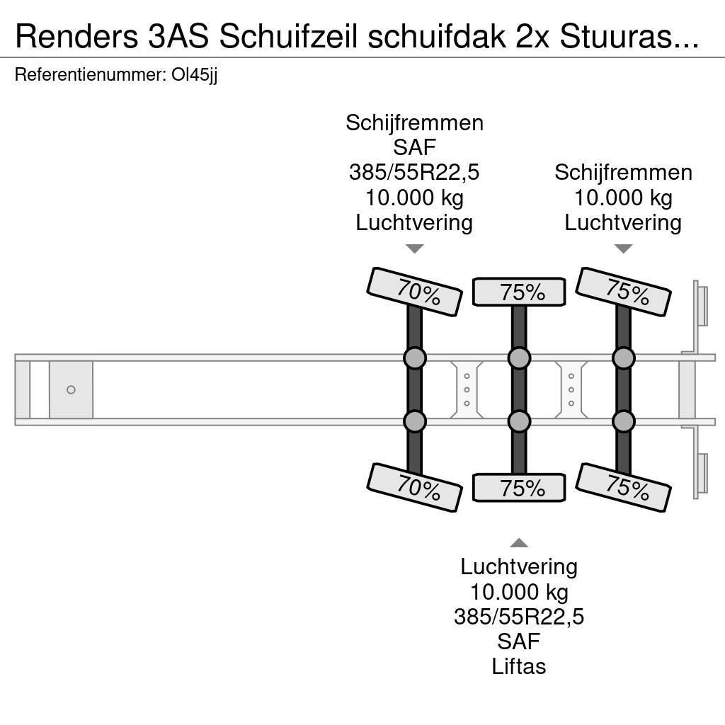 Renders 3AS Schuifzeil schuifdak 2x Stuuras/Lenkachse 10T Tentinės puspriekabės