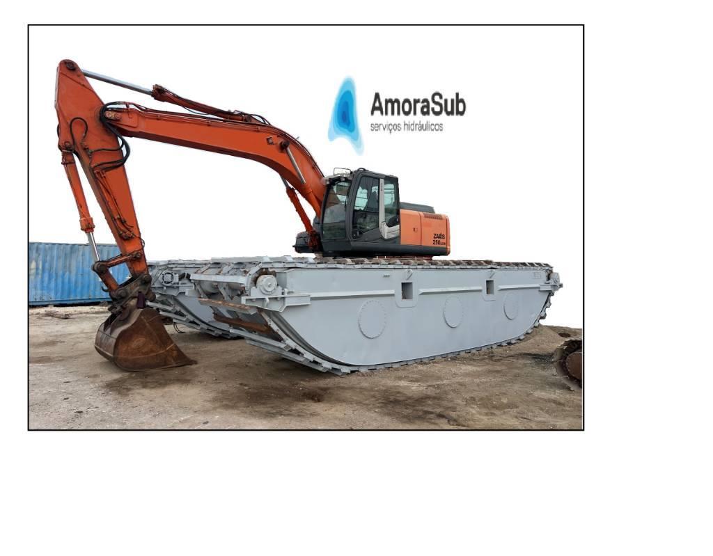  Amphibious Excavateur Hitachi 250 Long Reach 250 Amfibiniai ekskavatoriai