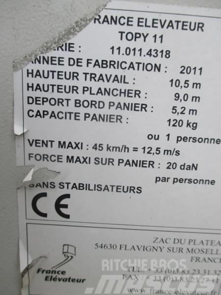 France Elevateur Topy 11 Ant vilkikų montuojamos kėlimo platformos