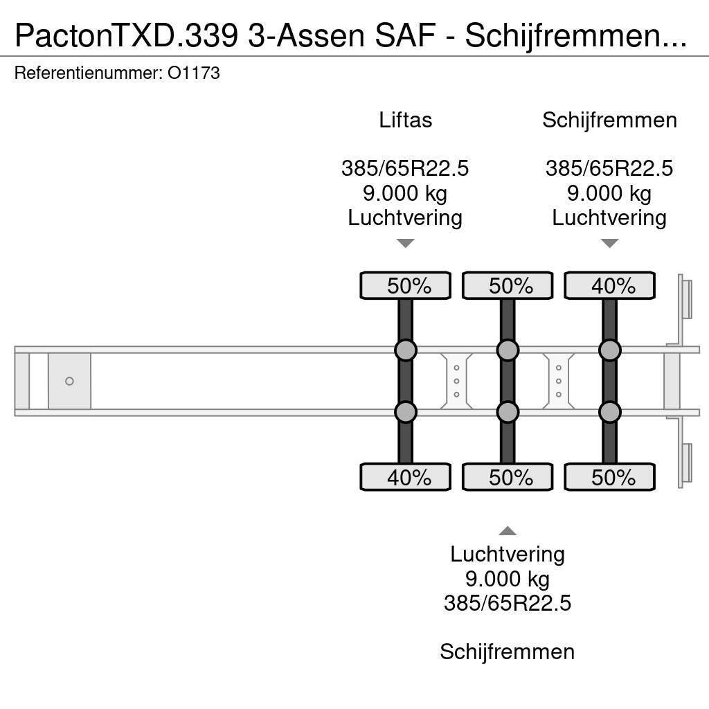 Pacton TXD.339 3-Assen SAF - Schijfremmen - Liftas - Kooi Bortinių sunkvežimių priekabos su nuleidžiamais bortais