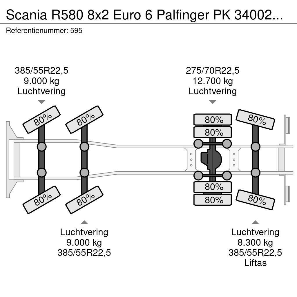 Scania R580 8x2 Euro 6 Palfinger PK 34002-SHF 7 x Hydr. W Visureigiai kranai