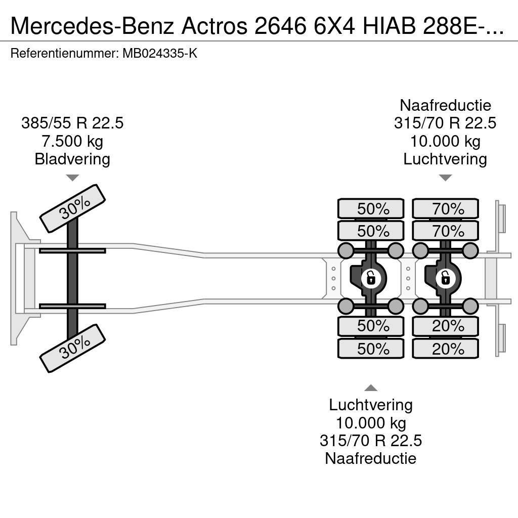 Mercedes-Benz Actros 2646 6X4 HIAB 288E-6 HiPro + FLYJIB 70X + R Visureigiai kranai