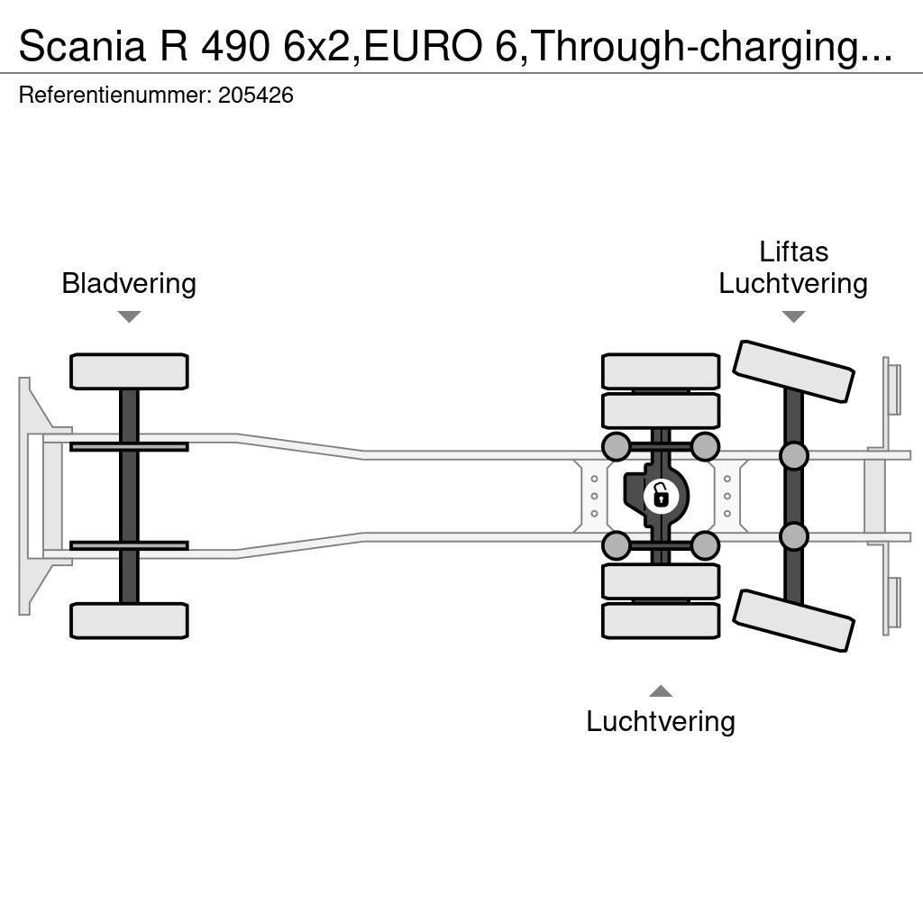 Scania R 490 6x2,EURO 6,Through-charging system,Retarder, Priekabos su tentu
