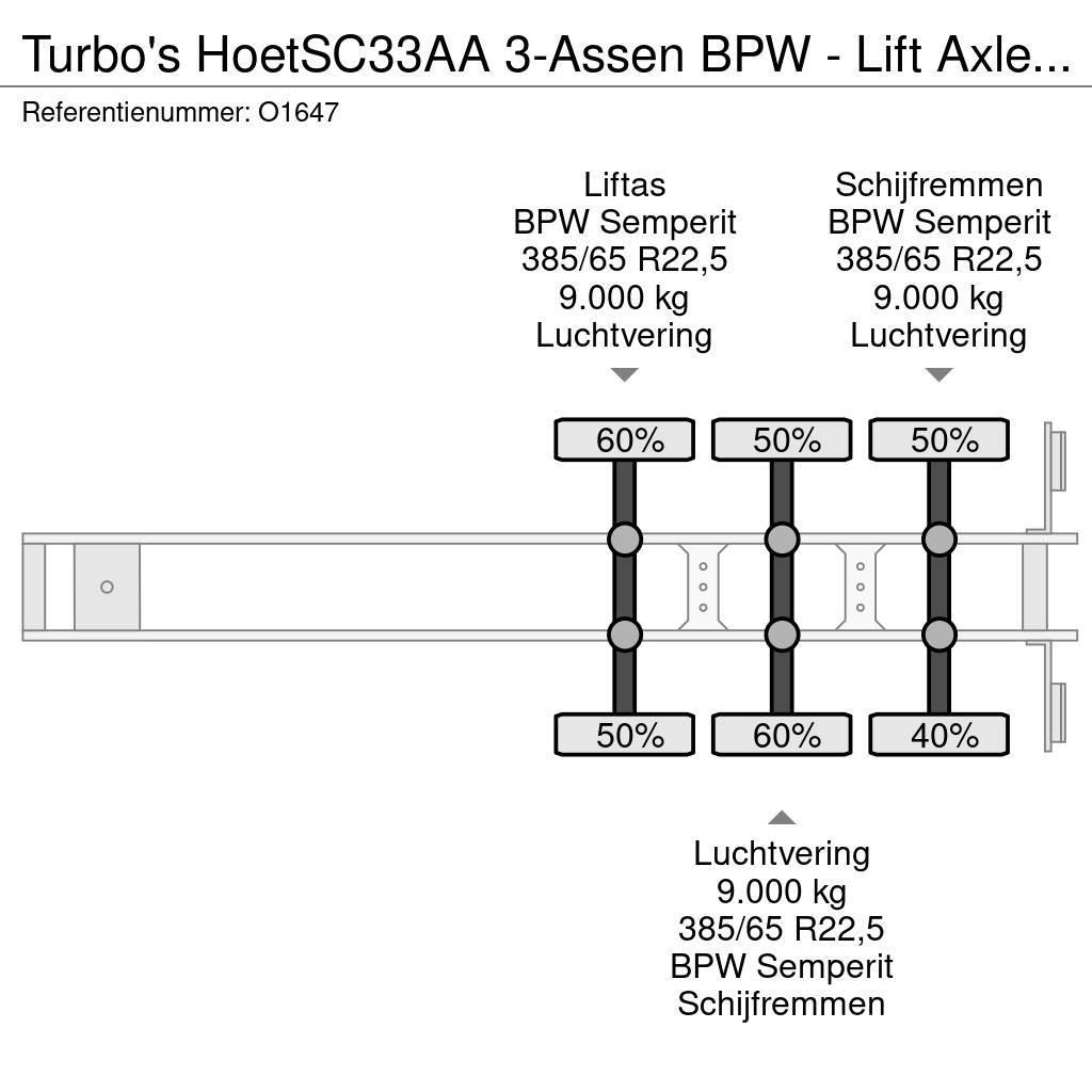  TURBO'S HOET SC33AA 3-Assen BPW - Lift Axle - Disc Konteinerių puspriekabės