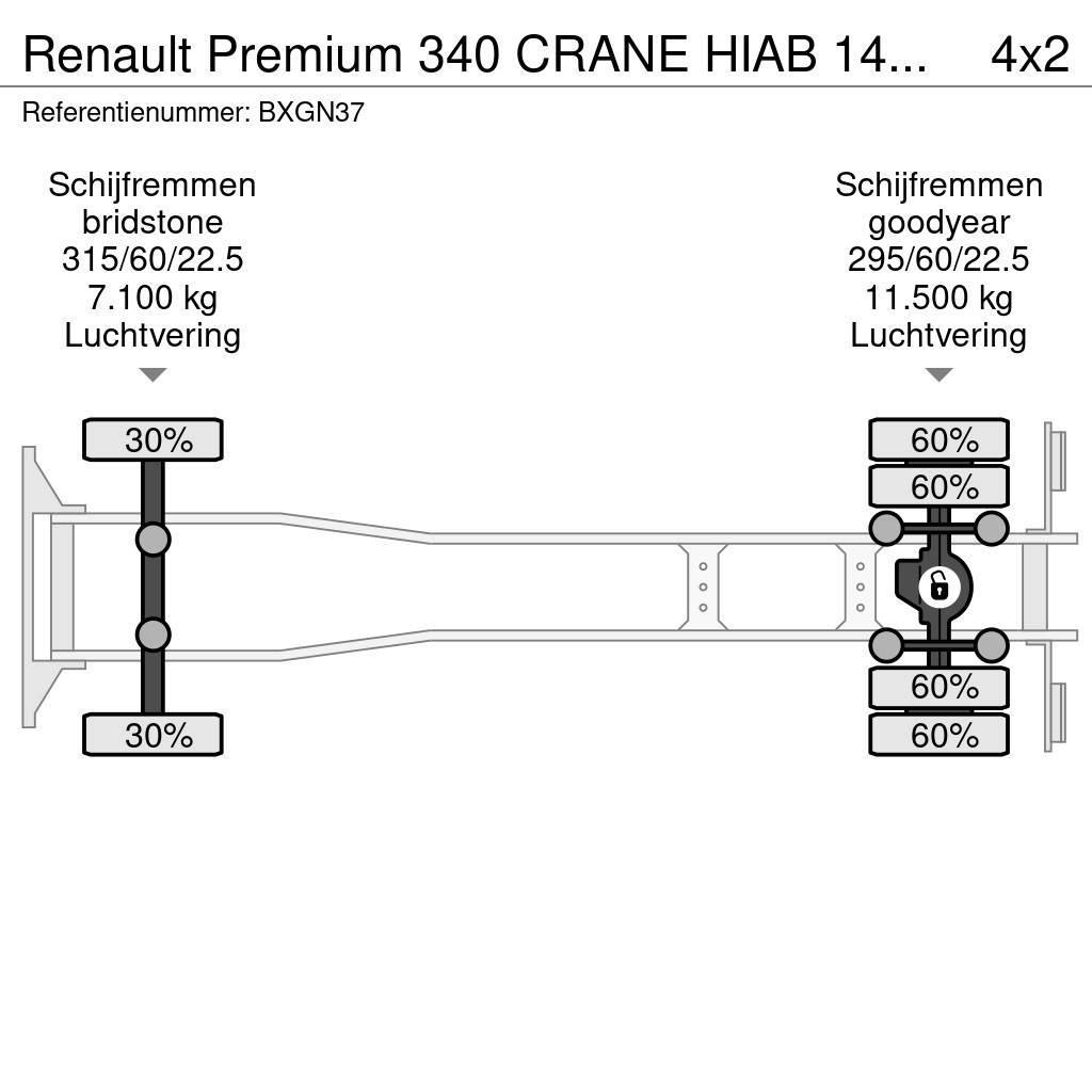 Renault Premium 340 CRANE HIAB 144E-3 HIDUO B Platformos/ Pakrovimas iš šono