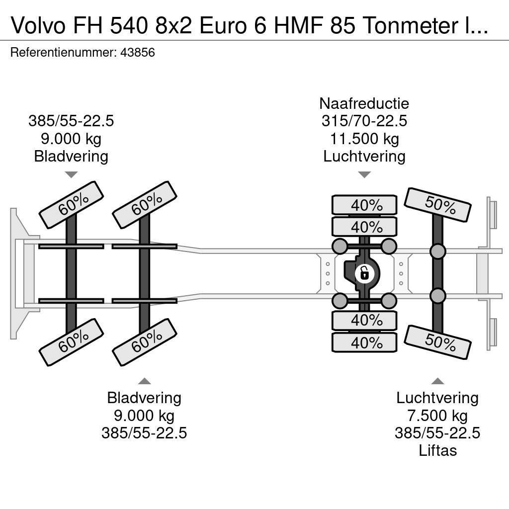 Volvo FH 540 8x2 Euro 6 HMF 85 Tonmeter laadkraan + Fly- Visureigiai kranai