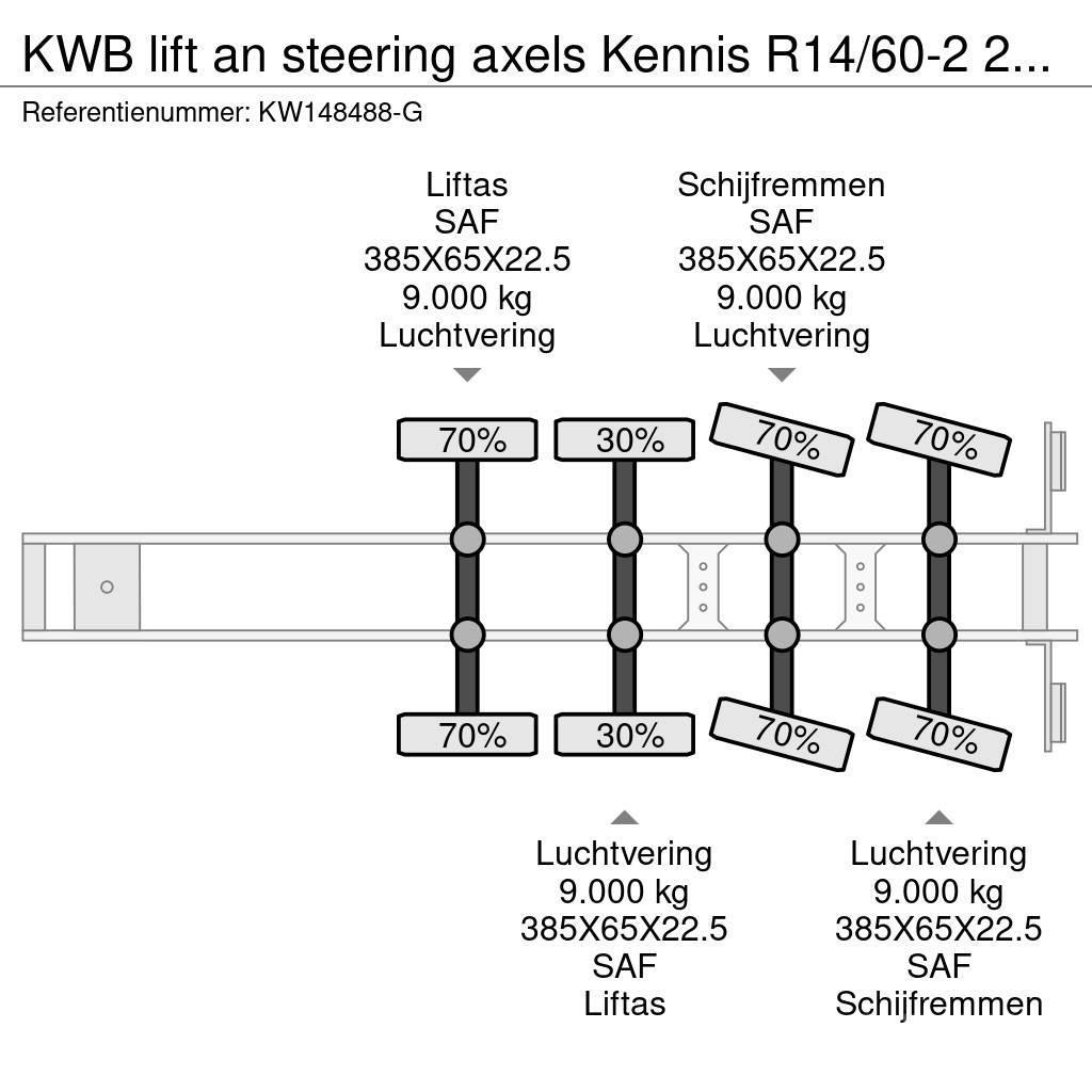  Kwb lift an steering axels Kennis R14/60-2 2015 Bortinių sunkvežimių priekabos su nuleidžiamais bortais
