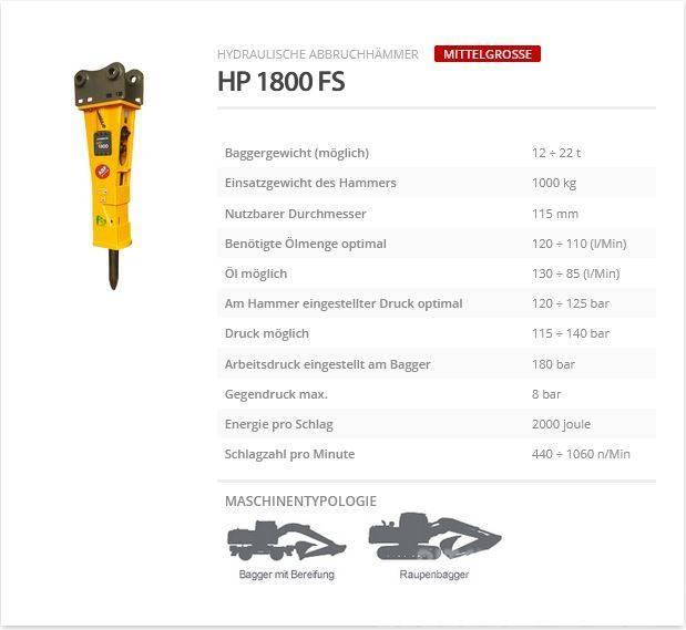 Indeco HP 1800 FS Hidrauliniai kūjai / Trupintuvai