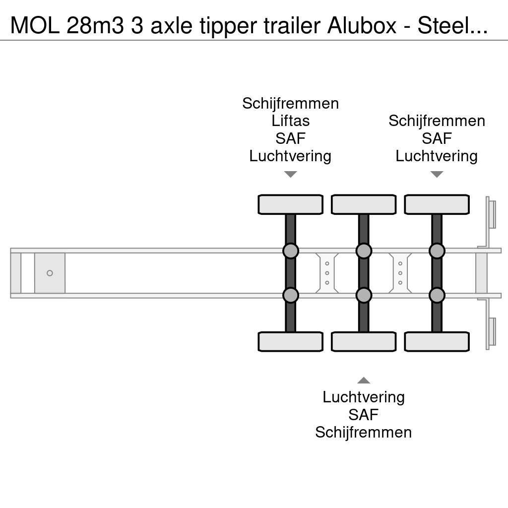 MOL 28m3 3 axle tipper trailer Alubox - Steelchassis ( Savivartės puspriekabės