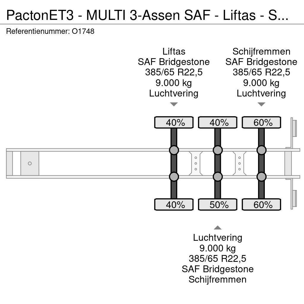 Pacton ET3 - MULTI 3-Assen SAF - Liftas - Schijfremmen - Konteinerių puspriekabės