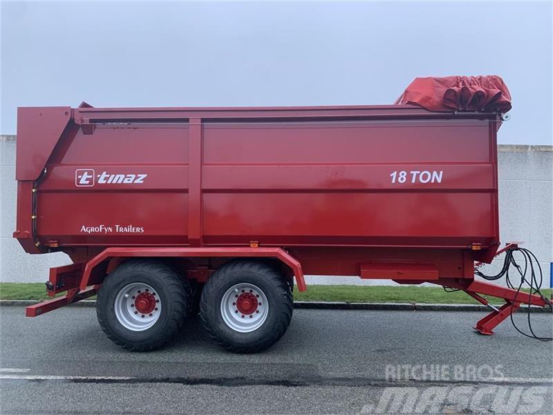 Tinaz 18 tons bagtipvogne med skydepresenning Savivartės priekabos