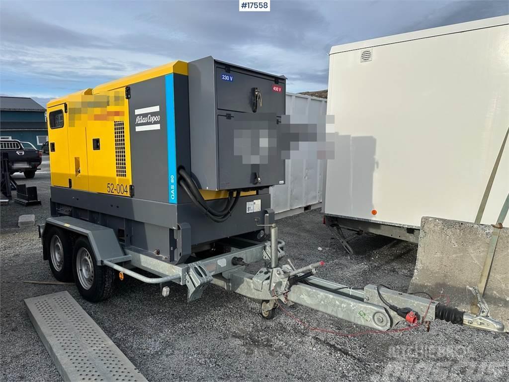 Atlas Copco QAS80 diesel generator/aggegate on trailer Kiti naudoti statybos komponentai