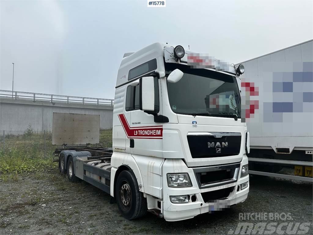 MAN TGX 26.480 6x2 Container truck w/ lift. Rep object Konteinerių nuožulnaus pakėlimo ant platformos krautuvai
