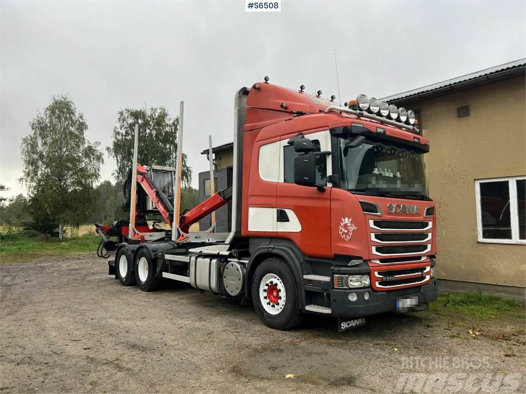 Scania R560 Timber Truck with trailer and crane Miškovežių vilkikai