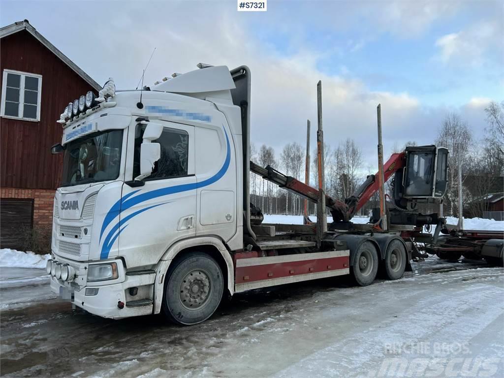 Scania R650 Timber truck with wagon and crane Miškovežių vilkikai
