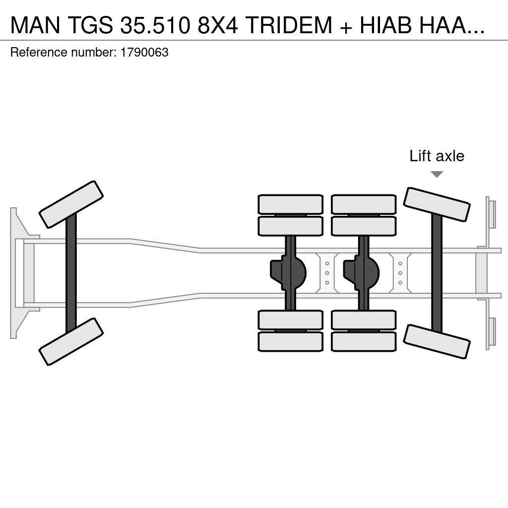 MAN TGS 35.510 8X4 TRIDEM + HIAB HAAKARM + PALFINGER P Automobiliniai kranai